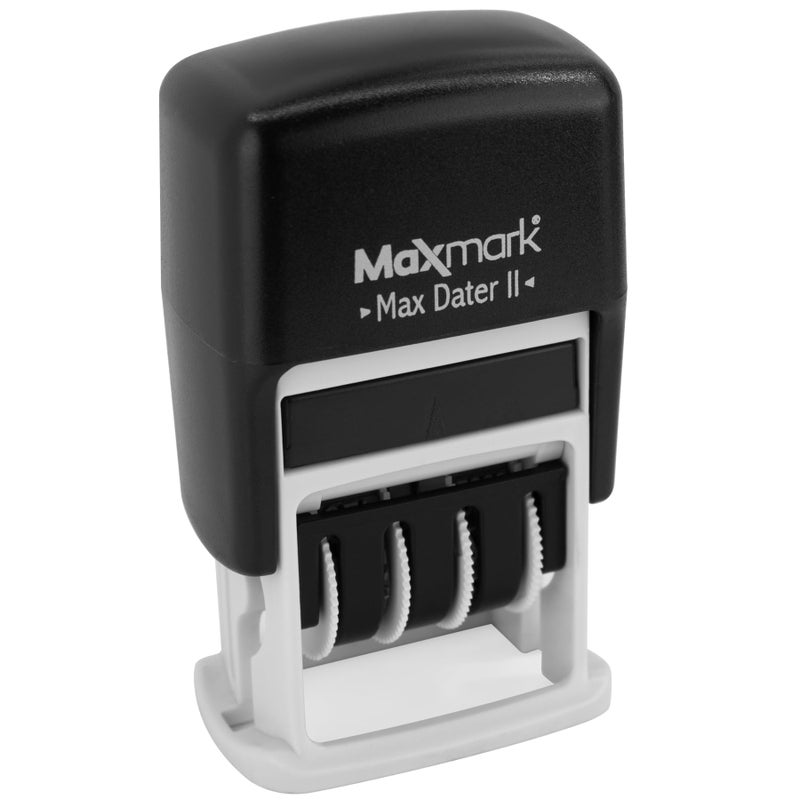 MaxMark Self-Inking Rubber Date Office Stamp with Entered Phrase Blue Ink & Date RED Ink (Max Dater II), 12-Year Band - Image 2